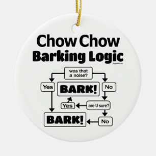 Chow Chow Barking Logic Ceramic Tree Decoration