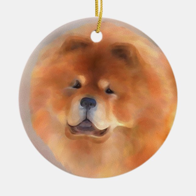 Chow Chow Beauty Ceramic Tree Decoration (Front)