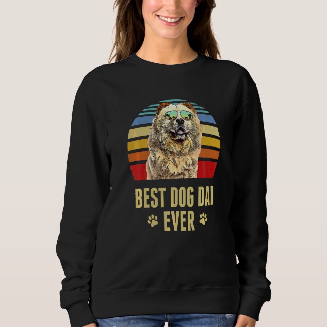 Chow Chow Best Dog Dad Ever Retro Sunset Sweatshirt (Front)