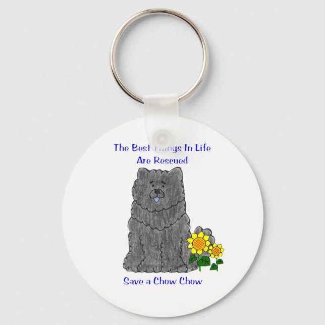 Chow Chow Black Best Things In Life Keychain (Front)