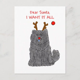 Chow Chow Black Dear Santa Holiday Postcard