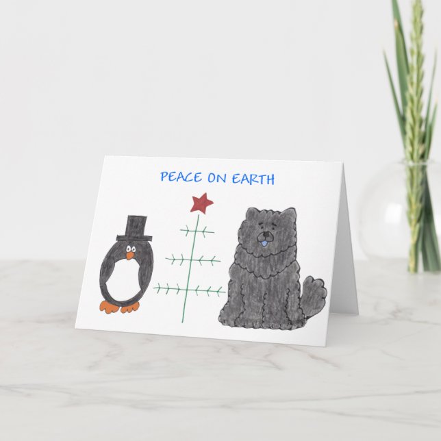 Chow Chow Black Peace On Earth Holiday Card (Front)