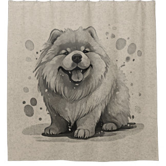 Chow Chow Breed Cartoon Puppy Dog Pose Brown  Shower Curtain