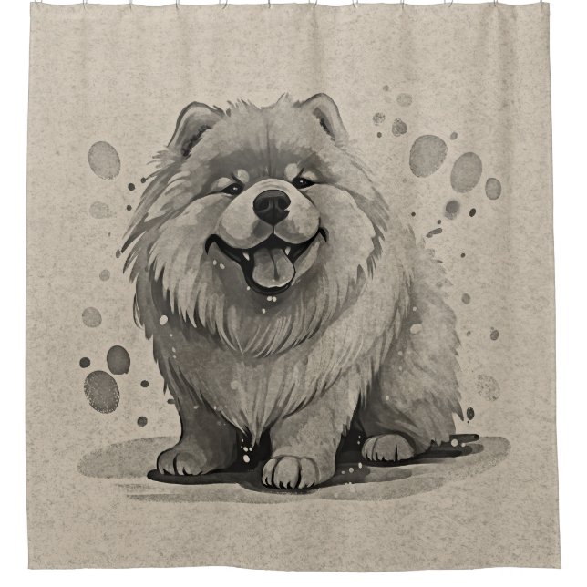 Chow Chow Breed Cartoon Puppy Dog Pose Brown  Shower Curtain (Front)