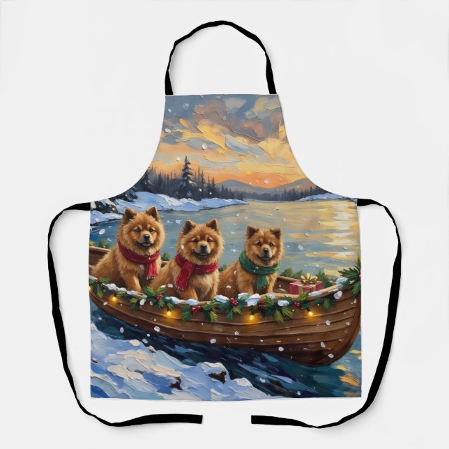 Chow Chow Christmas Boat Holiday Apron (Front)