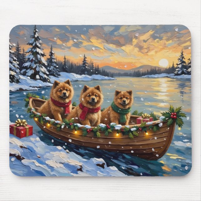 Chow Chow Christmas Boat Holiday Mouse Mat (Front)