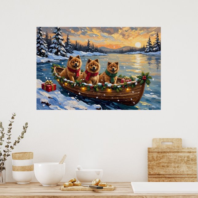 Chow Chow Christmas Boat Holiday Poster (Kitchen)