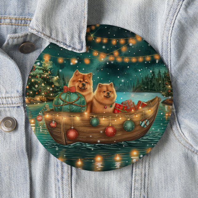 Chow Chow Christmas Festive Voyage 6 Cm Round Badge (In Situ)