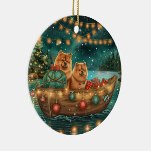 Chow Chow Christmas Festive Voyage Ceramic Tree Decoration