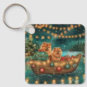 Chow Chow Christmas Festive Voyage Key Ring