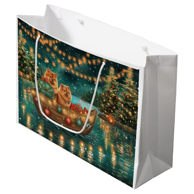 Chow Chow Christmas Festive Voyage Large Gift Bag (Front Angled)