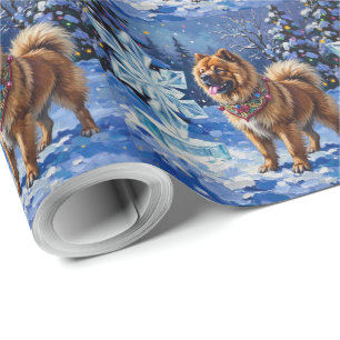 Chow Chow Christmas Sculpture Garden Holiday Wrapping Paper