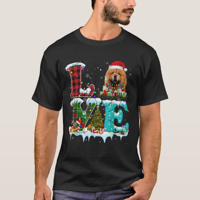 Chow Chow Christmas Tree Lights Santa Dog Xmas  T-Shirt (Front)