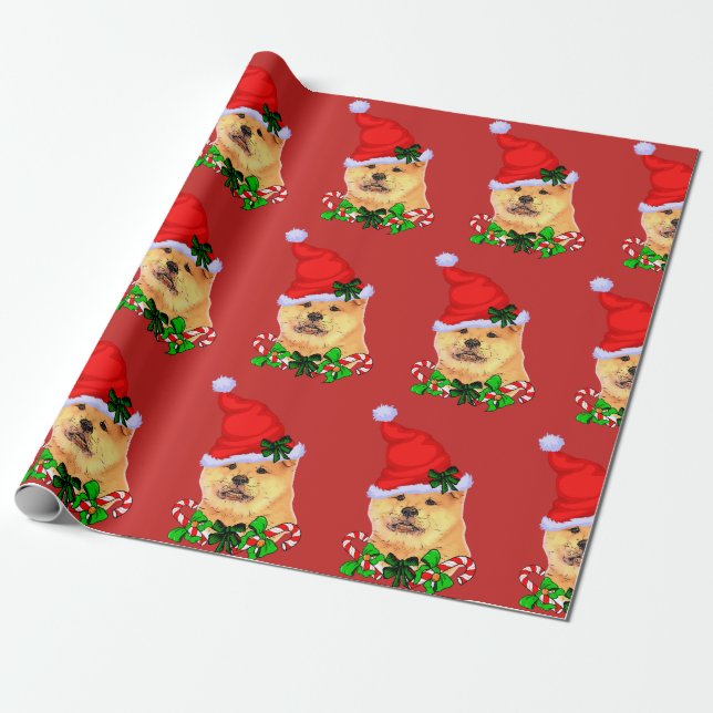 Chow Chow Christmas Wrapping Paper (Unrolled)