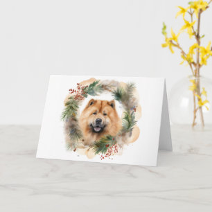 chow chow Christmas Wreath Festive Pup  Card
