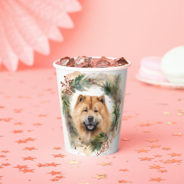 chow chow Christmas Wreath Festive Pup  Paper Cups (Insitu)