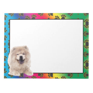 Chow Chow colourful dog paw pattern notepad