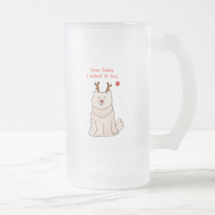 Chow Chow Cream Dear Santa Frosted Glass Beer Mug