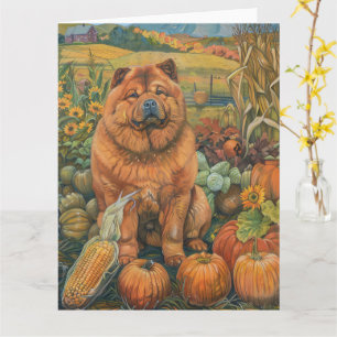 Chow Chow Dog Autumn Harvest Thanksgiving Card