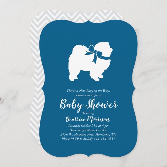 Chow Chow Dog Baby Shower Boy Blue Invitation (Front/Back)