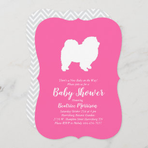 Chow Chow Dog Baby Shower Girl Pink Invitation