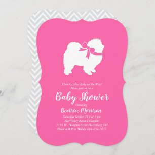 Chow Chow Dog Baby Shower Girl Pink Invitation