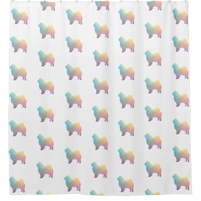 Chow Chow Dog Breed Geo Silhouette Pastel Shower Curtain (Front)