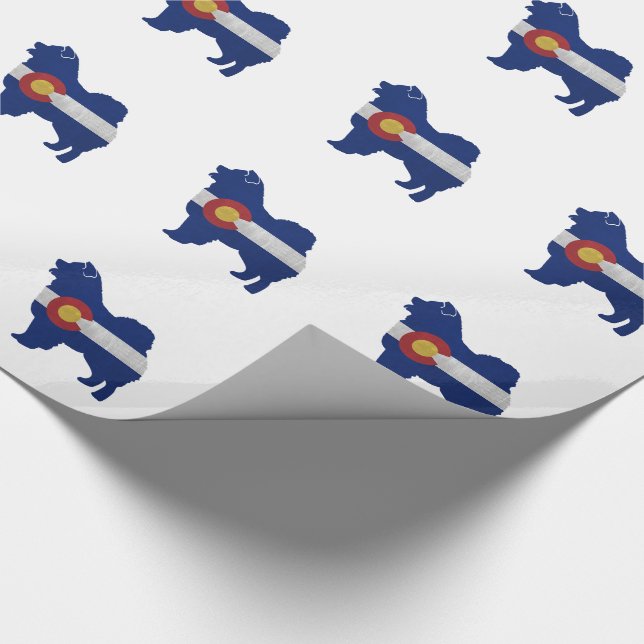 Chow Chow Dog Breed Silhouette Colorado Flag Wrapping Paper (Corner)