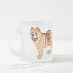 Chow Chow dog cartoon illustration Frosted Glass Coffee Mug