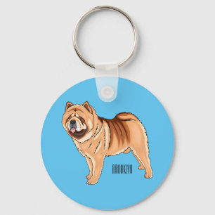 Chow Chow dog cartoon illustration Key Ring