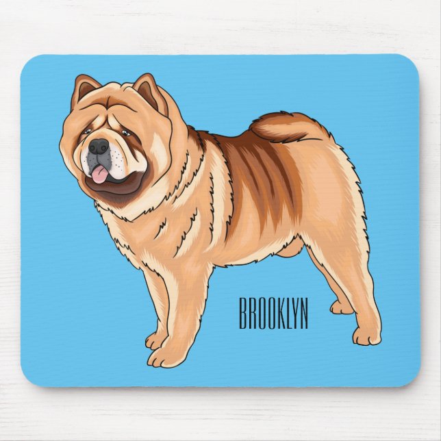 Chow Chow dog cartoon illustration  Mouse Mat (Front)