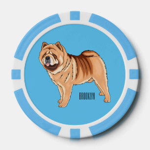 Chow Chow dog cartoon illustration Poker Chips
