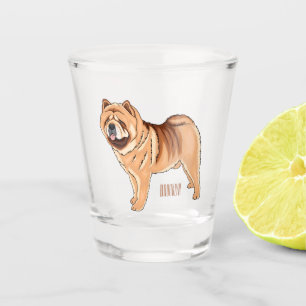 Chow Chow dog cartoon illustration Shot Glass