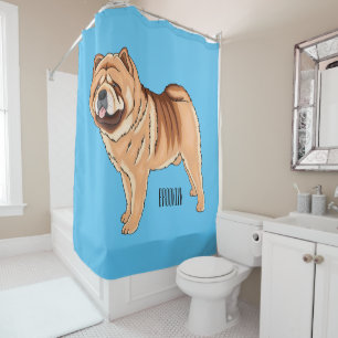 Chow Chow dog cartoon illustration  Shower Curtain