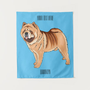 Chow Chow dog cartoon illustration Tapestry