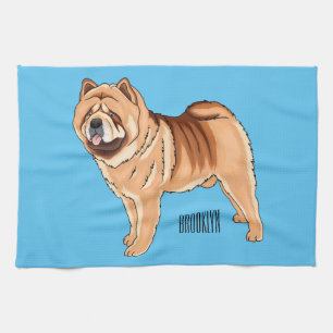 Chow Chow dog cartoon illustration  Tea Towel