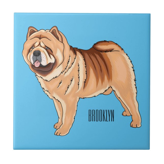 Chow Chow dog cartoon illustration  Tile (Front)