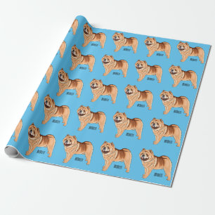 Chow Chow dog cartoon illustration Wrapping Paper