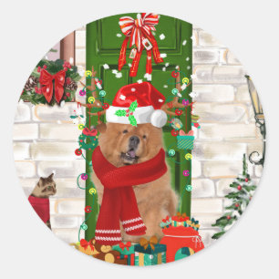 Chow Chow Dog Christmas  Classic Round Sticker