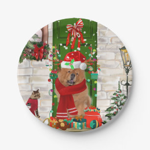 Chow Chow Dog Christmas   Paper Plate