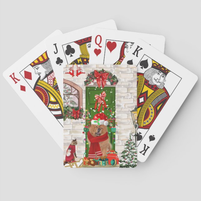 Chow Chow Dog Christmas Playing Cards (Back)