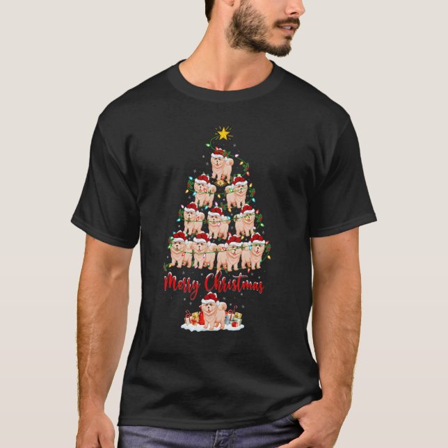 Chow Chow Dog Christmas Tree Lights  Chow Chow Xma T-Shirt (Front)
