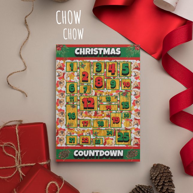 Chow Chow Dog Countdown Christmas Advent Calendar Holiday Card (Creator Uploaded)