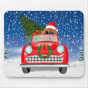 Chow Chow Dog Driving Car In Snow Throw Pillow Mouse Mat