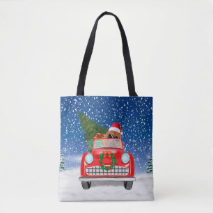 Chow Chow Dog Driving Car In Snow Tote Bag