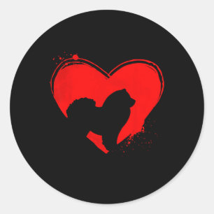 Chow Chow Dog Heart Shape Valentine Dog Lovers  Classic Round Sticker