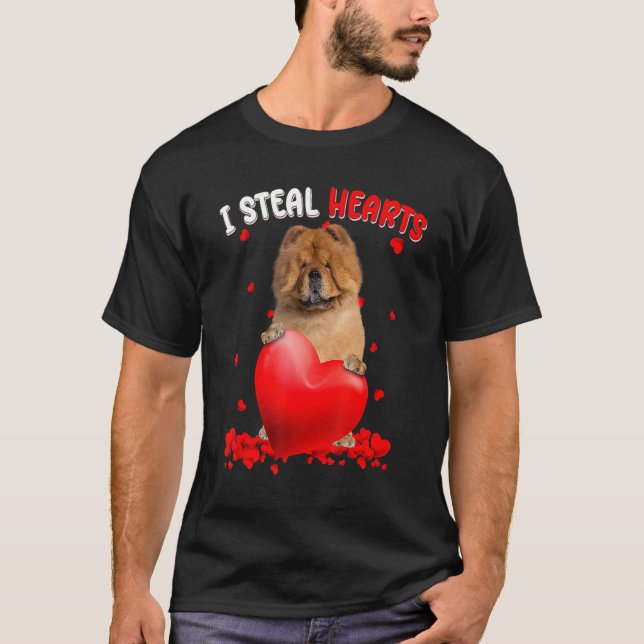 Chow Chow Dog I Steal Hearts Cute Valentine Day Wo T-Shirt (Front)