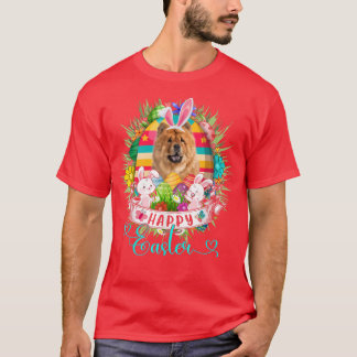 Chow Chow Dog In Easter Eggs Basket Bunnies Happy  T-Shirt