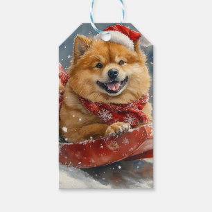 Chow Chow Dog in Sledge Let it Snow Christmas Gift Tags