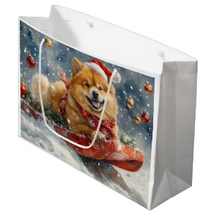 Chow Chow Dog in Sledge Let it Snow Christmas Large Gift Bag